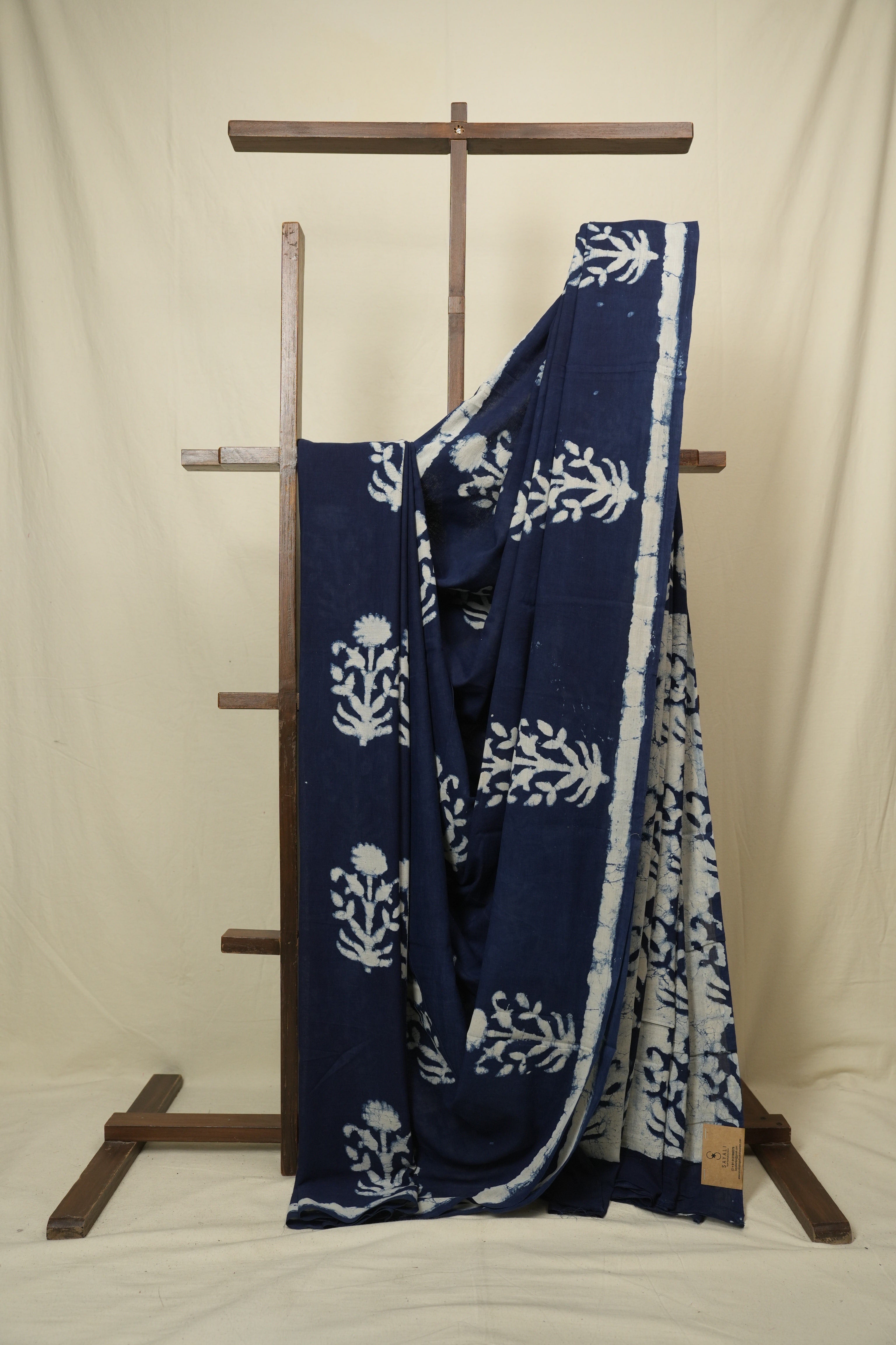 Indigo HBP Cotton Saree - SRICS3429