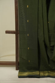 Olive Green Cotton Paithani Saree - SROGCPS830