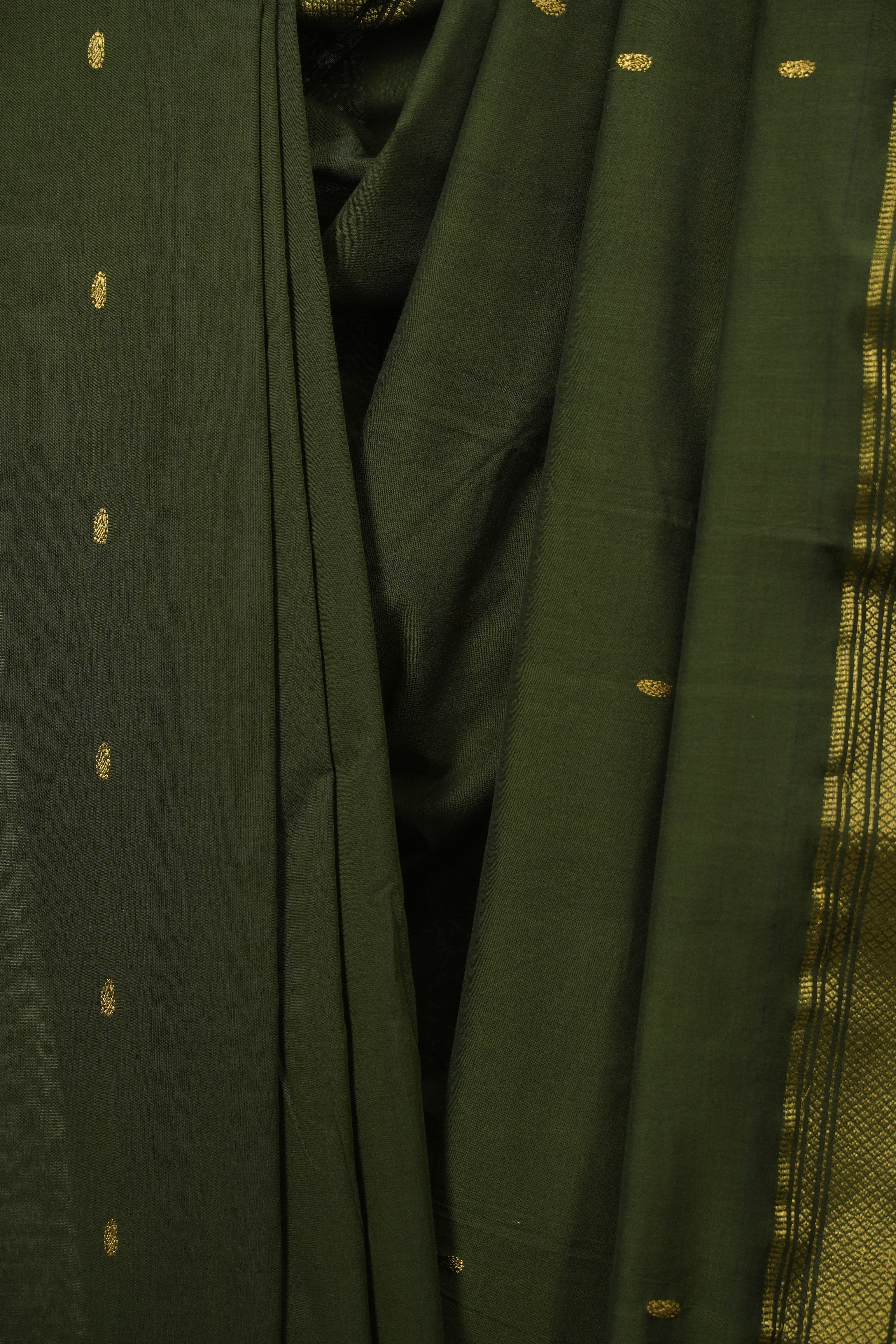 Olive Green Cotton Paithani Saree - SROGCPS830
