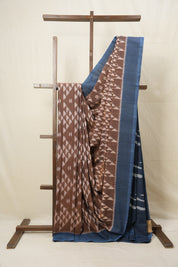 Brown Pochampalli Cotton Ikat Saree - SRBPCIS547