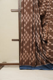 Brown Pochampalli Cotton Ikat Saree - SRBPCIS547