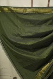 Olive Green Cotton Paithani Saree - SROGCPS830