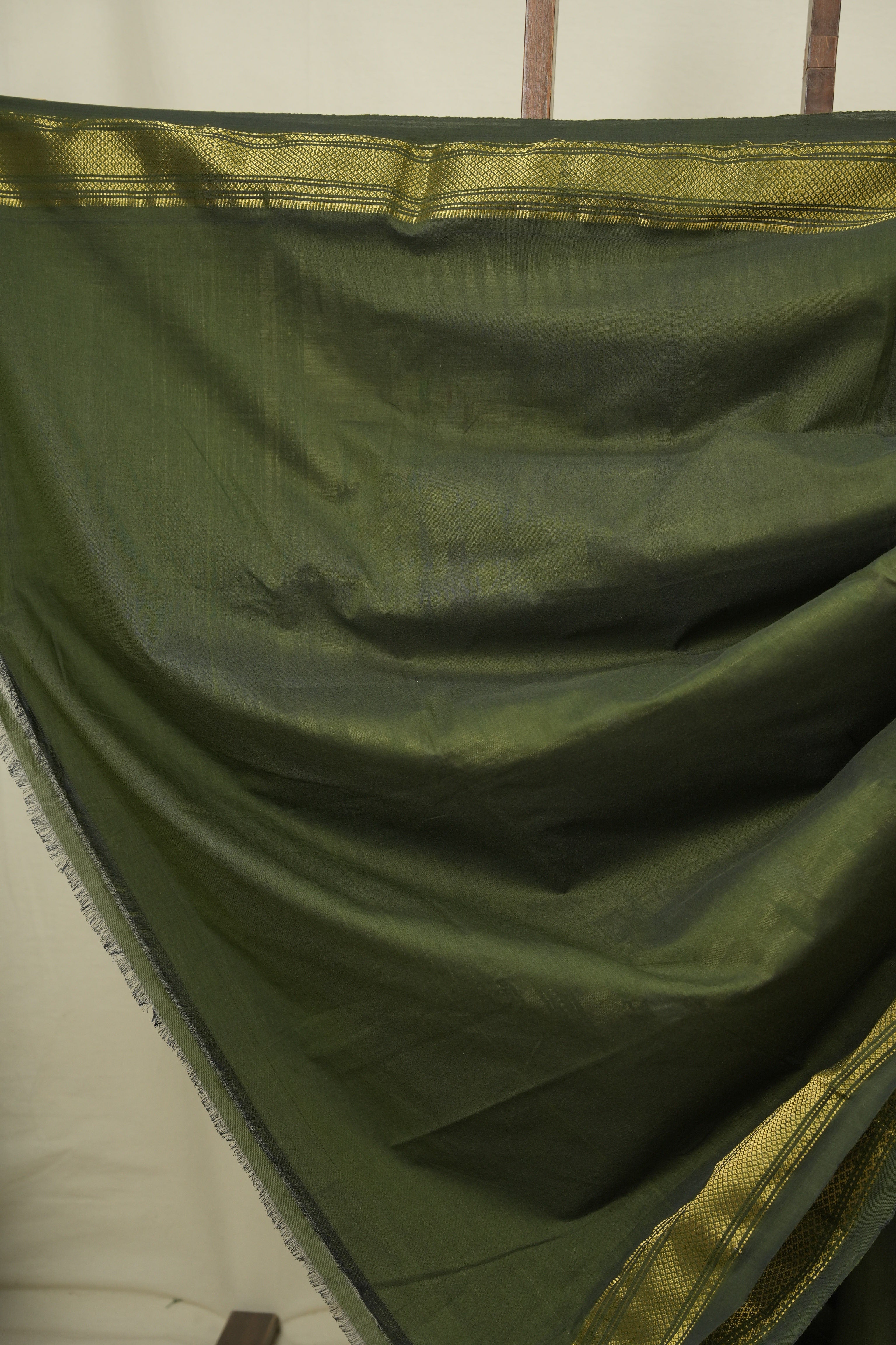 Olive Green Cotton Paithani Saree - SROGCPS830