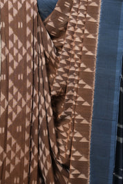 Brown Pochampalli Cotton Ikat Saree - SRBPCIS547