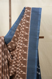Brown Pochampalli Cotton Ikat Saree - SRBPCIS547