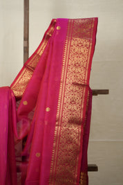 Rani Pink Hanborder Pattu Chanderi Silk Saree - SRRPHPCSS477