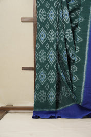 Green Blue Pochampalli Cotton Ikat Saree - SRGBPCIS546
