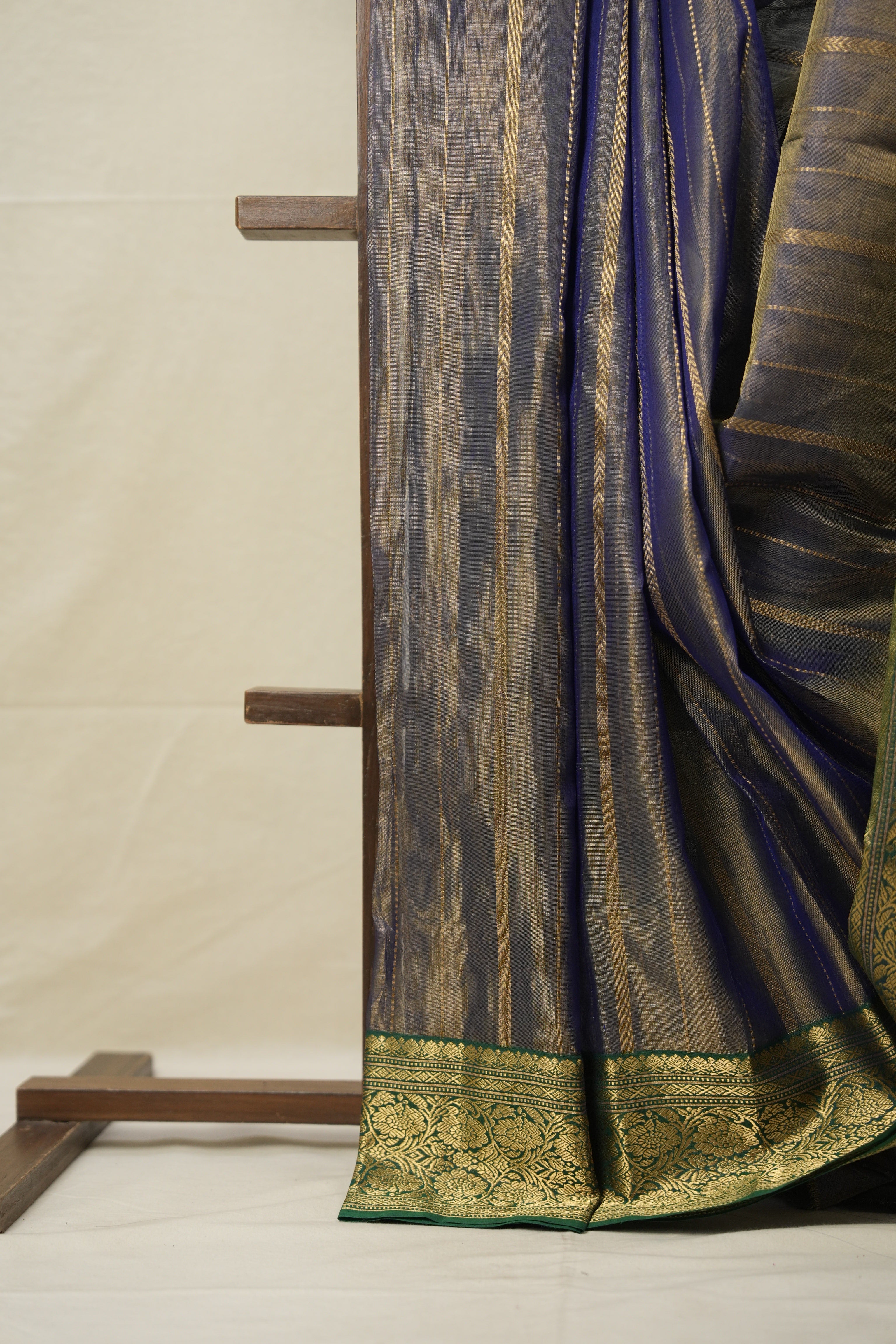 Two Tone Blue Chanderi Silk Saree - SRTTBCSS484