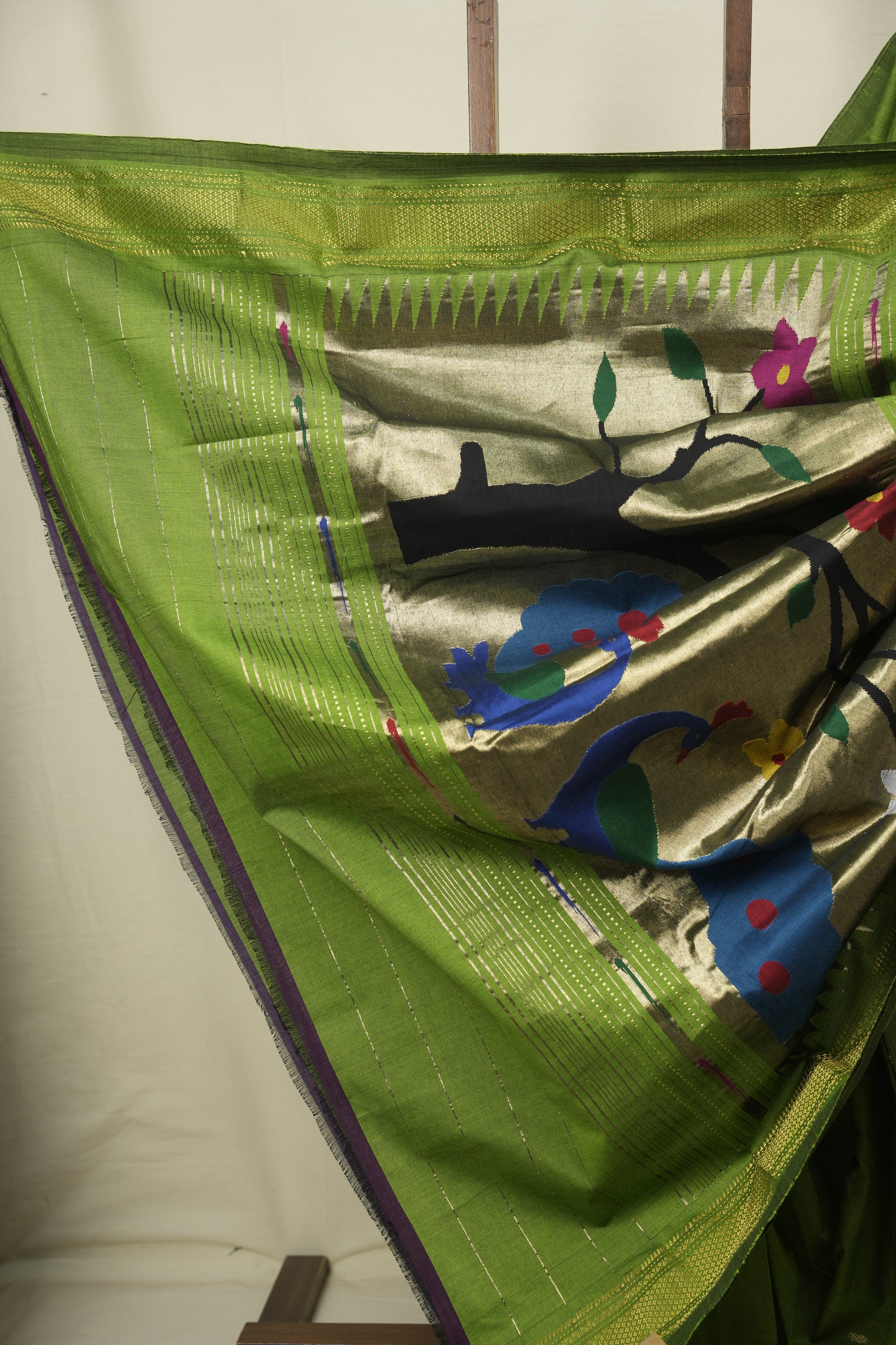 Green Cotton Paithani Saree - SRGCPS833