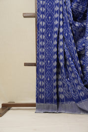 Blue Pochampalli Cotton Ikat Saree - SRBPCIS544
