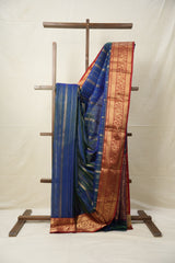 Dual Tone Blue Hanborder Pattu Chanderi Silk Saree - SRDTBHPCSS471