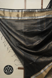 Black Maheshwari Saree - SRBGMS951