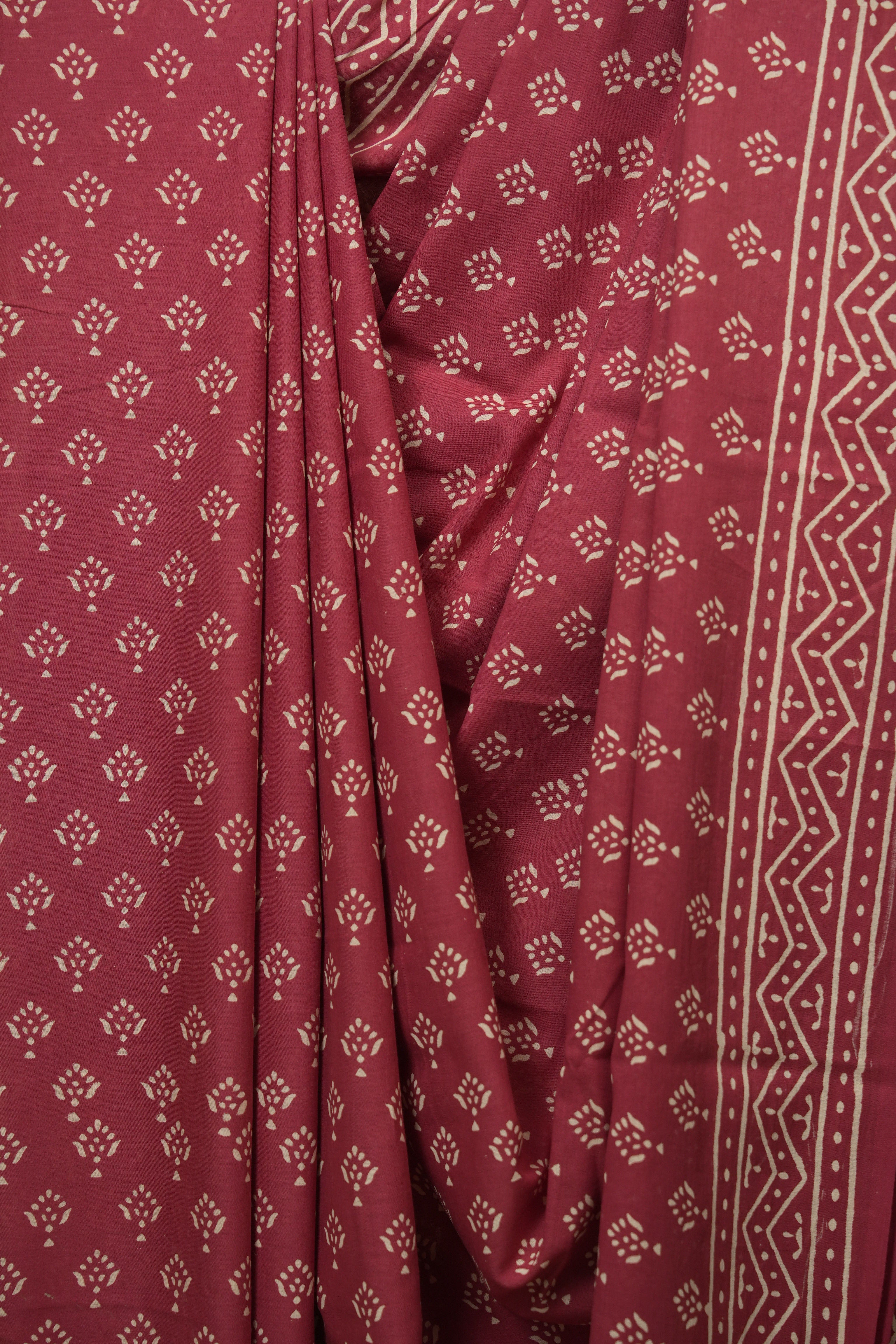 Pinkish Red HBP Cotton Saree - SRPRCS3426