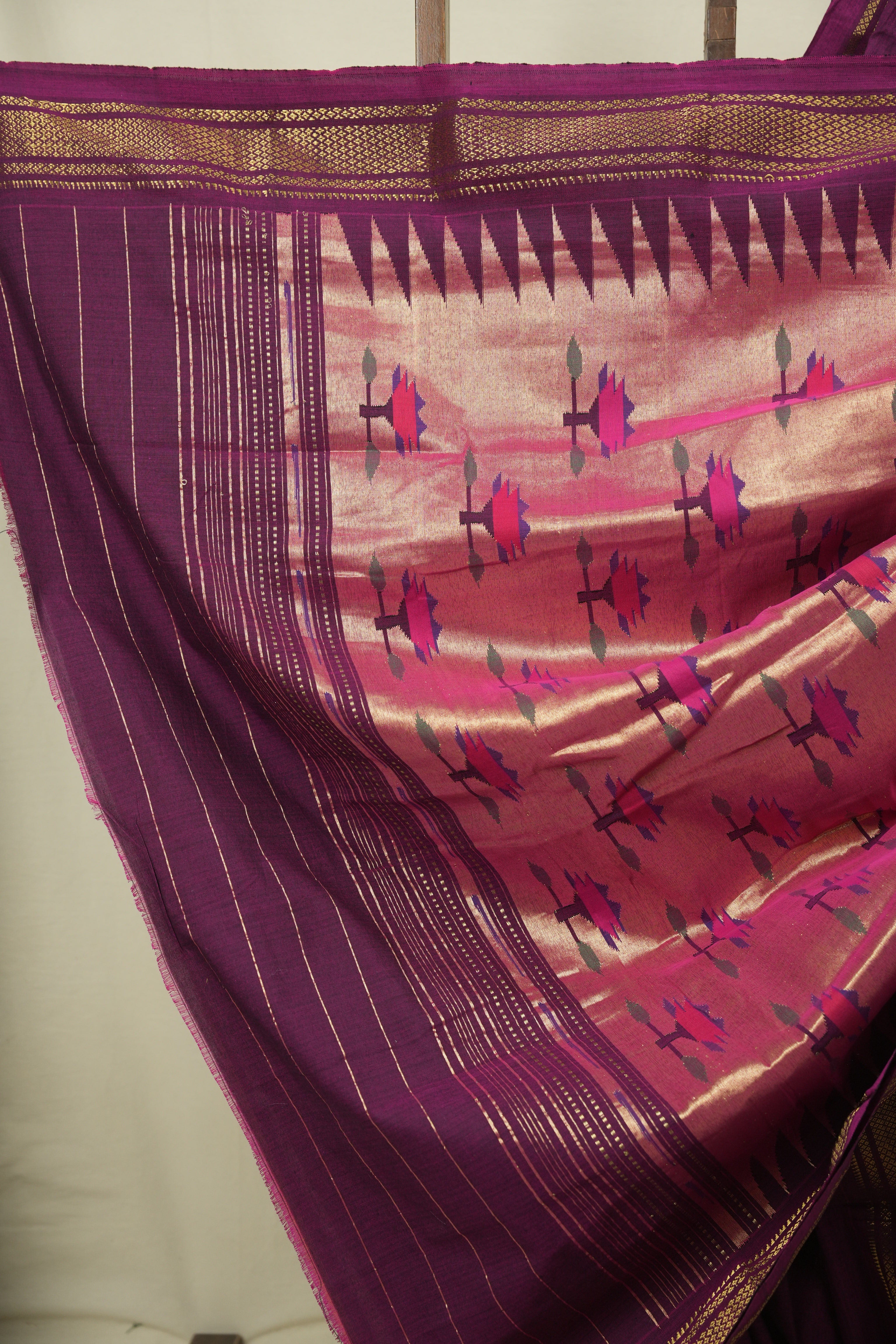 Magenta Cotton Paithani Saree - SRMCPS832