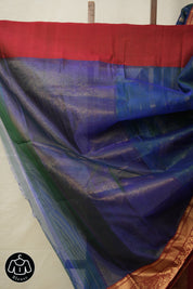 Dual Tone Blue Hanborder Pattu Chanderi Silk Saree - SRDTBHPCSS471