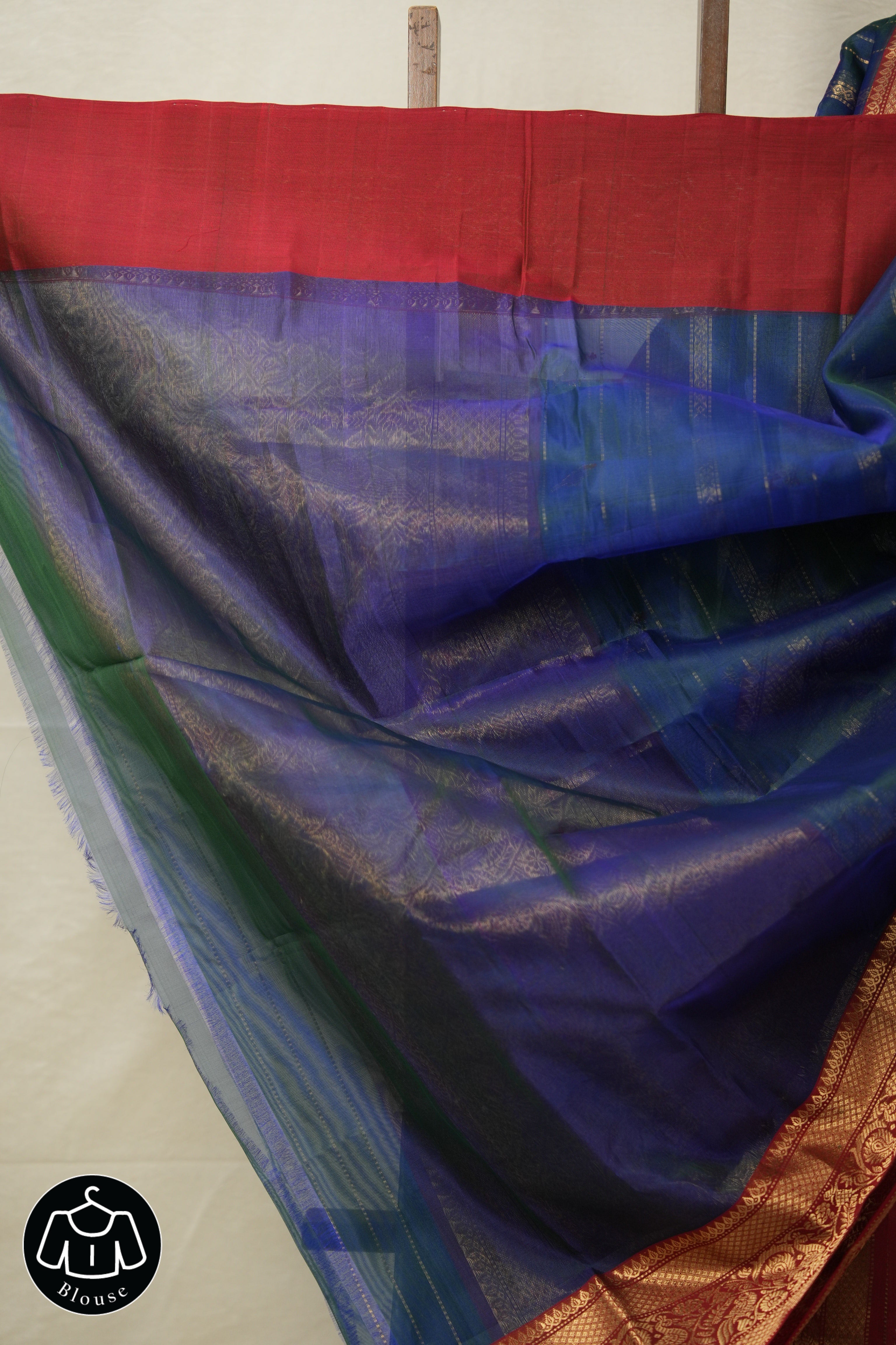 Dual Tone Blue Hanborder Pattu Chanderi Silk Saree - SRDTBHPCSS471