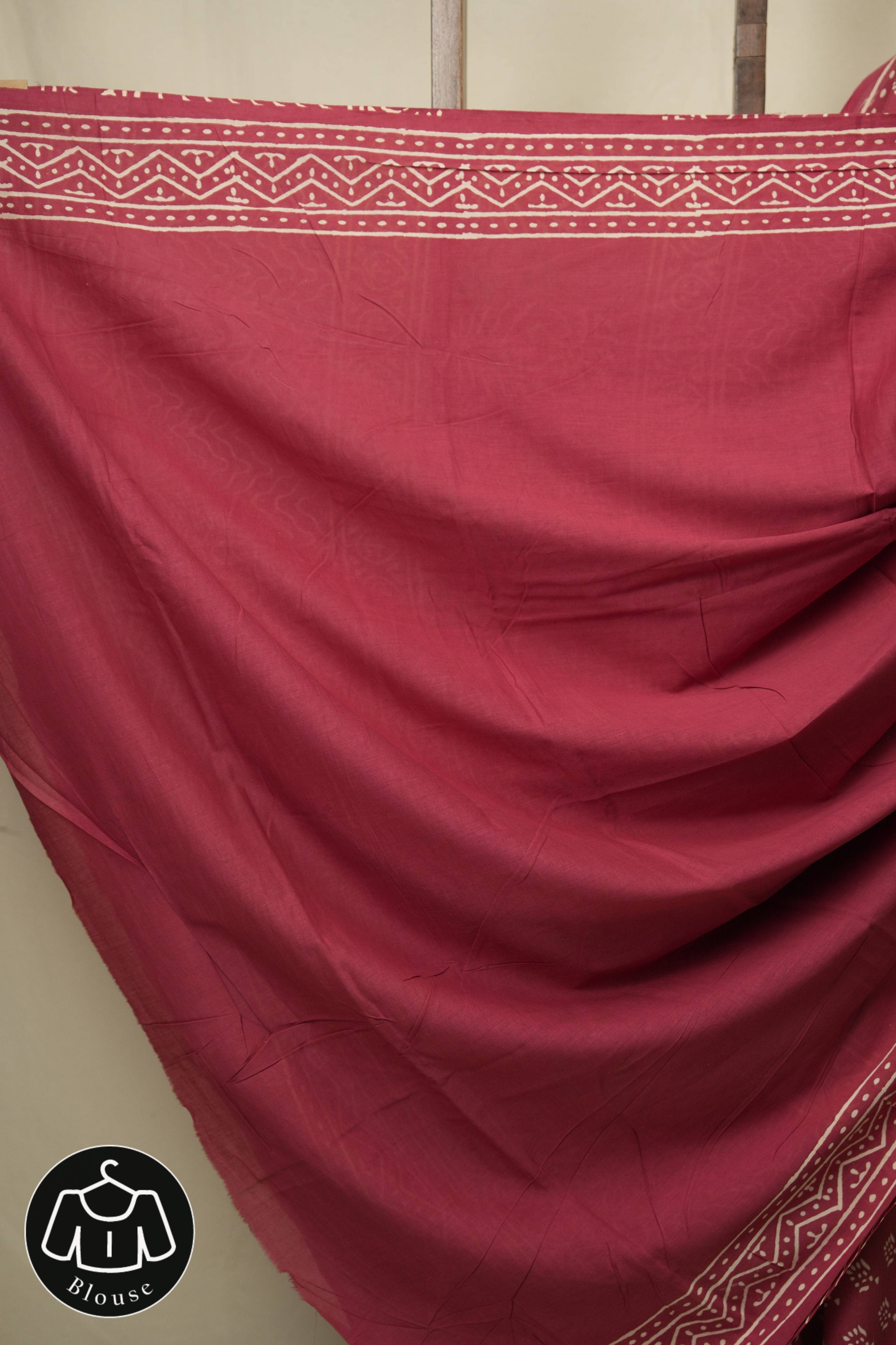 Pinkish Red HBP Cotton Saree - SRPRCS3426