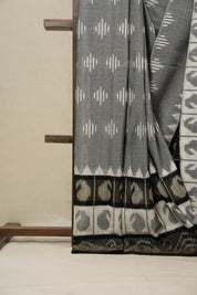 Grey Pochampalli Cotton Ikat Saree - SRGPCIS542
