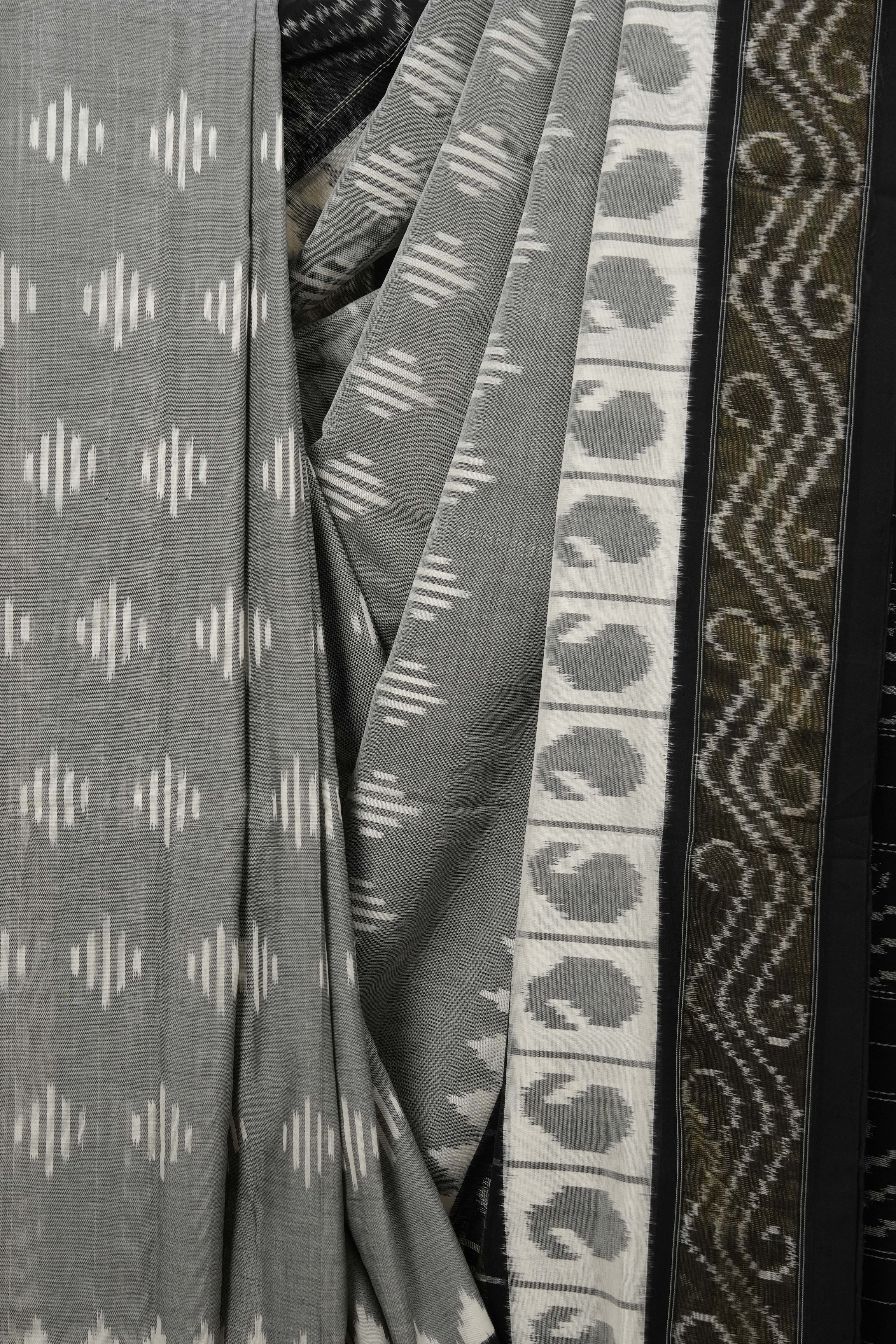 Grey Pochampalli Cotton Ikat Saree - SRGPCIS542