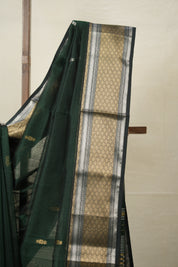 Bottle Green Maheshwari Saree - SRBGMS950
