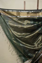 Bottle Green Maheshwari Saree - SRBGMS950