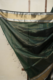 Bottle Green Maheshwari Saree - SRBGMS950