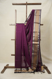 Plum Maheshwari Saree - SRPMS949