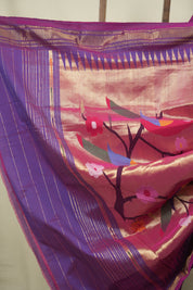 Purple Cotton Paithani Saree - SRPCPS831