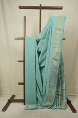 Sea Blue Cotton Paithani Saree - SRSBCPS826