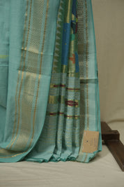 Sea Blue Cotton Paithani Saree - SRSBCPS826