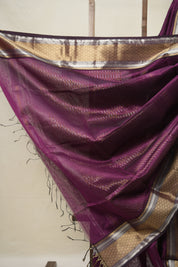 Plum Maheshwari Saree - SRPMS949