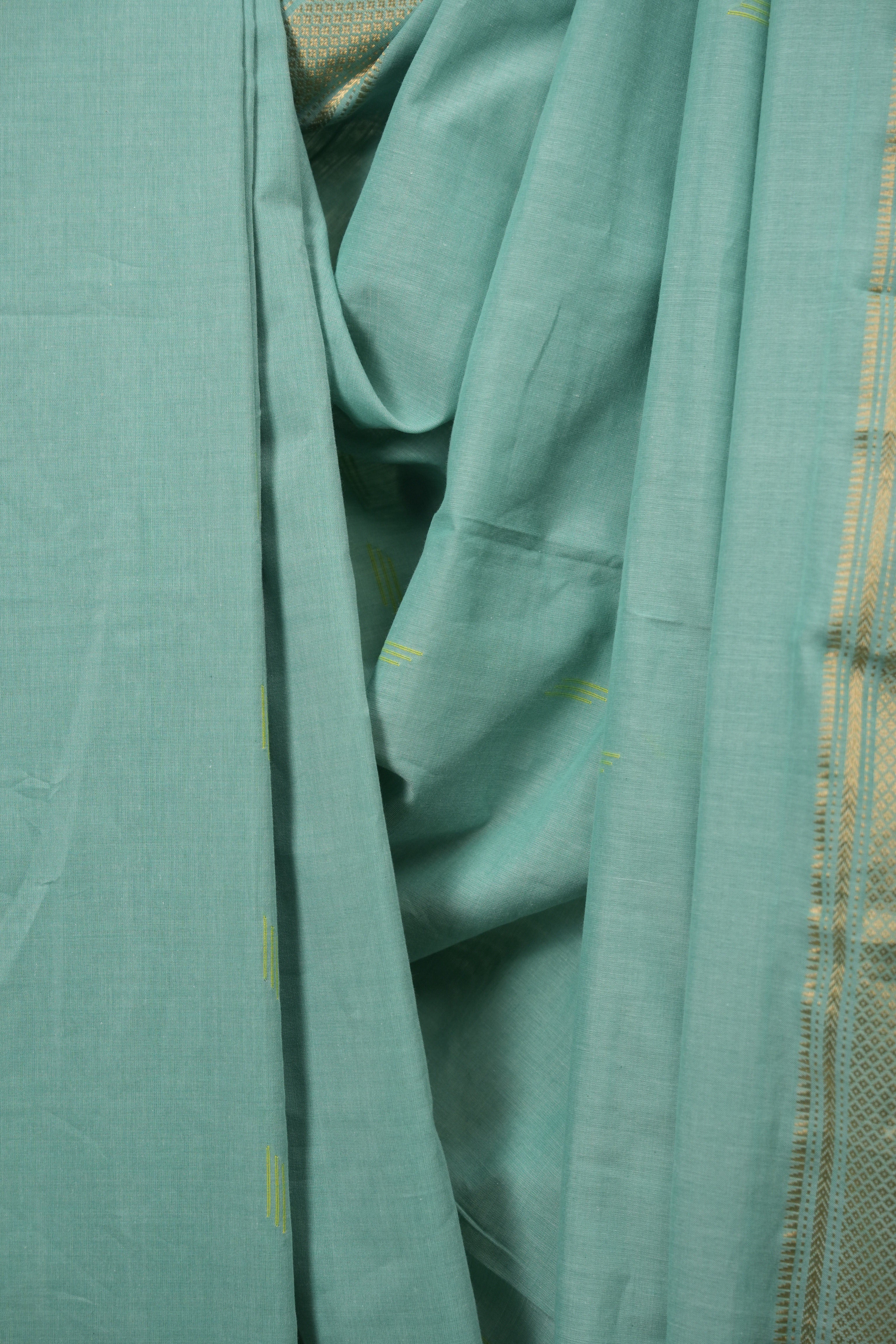 Sea Blue Cotton Paithani Saree - SRSBCPS826