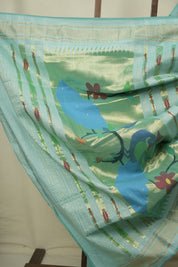 Sea Blue Cotton Paithani Saree - SRSBCPS826