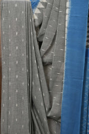 Grey Blue Pochampalli Cotton Ikat Saree - SRGBPCIS552