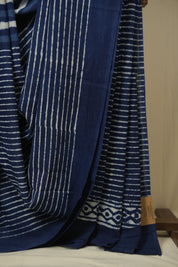 Indigo HBP Cotton Saree - SRICS3423