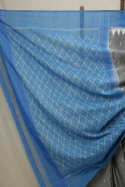 Grey Blue Pochampalli Cotton Ikat Saree - SRGBPCIS552