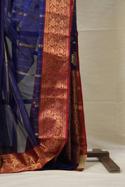 Deep Blue  Hanborder Pattu Chanderi Silk Saree - SRDBHPCSS475