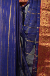 Deep Blue  Hanborder Pattu Chanderi Silk Saree - SRDBHPCSS475
