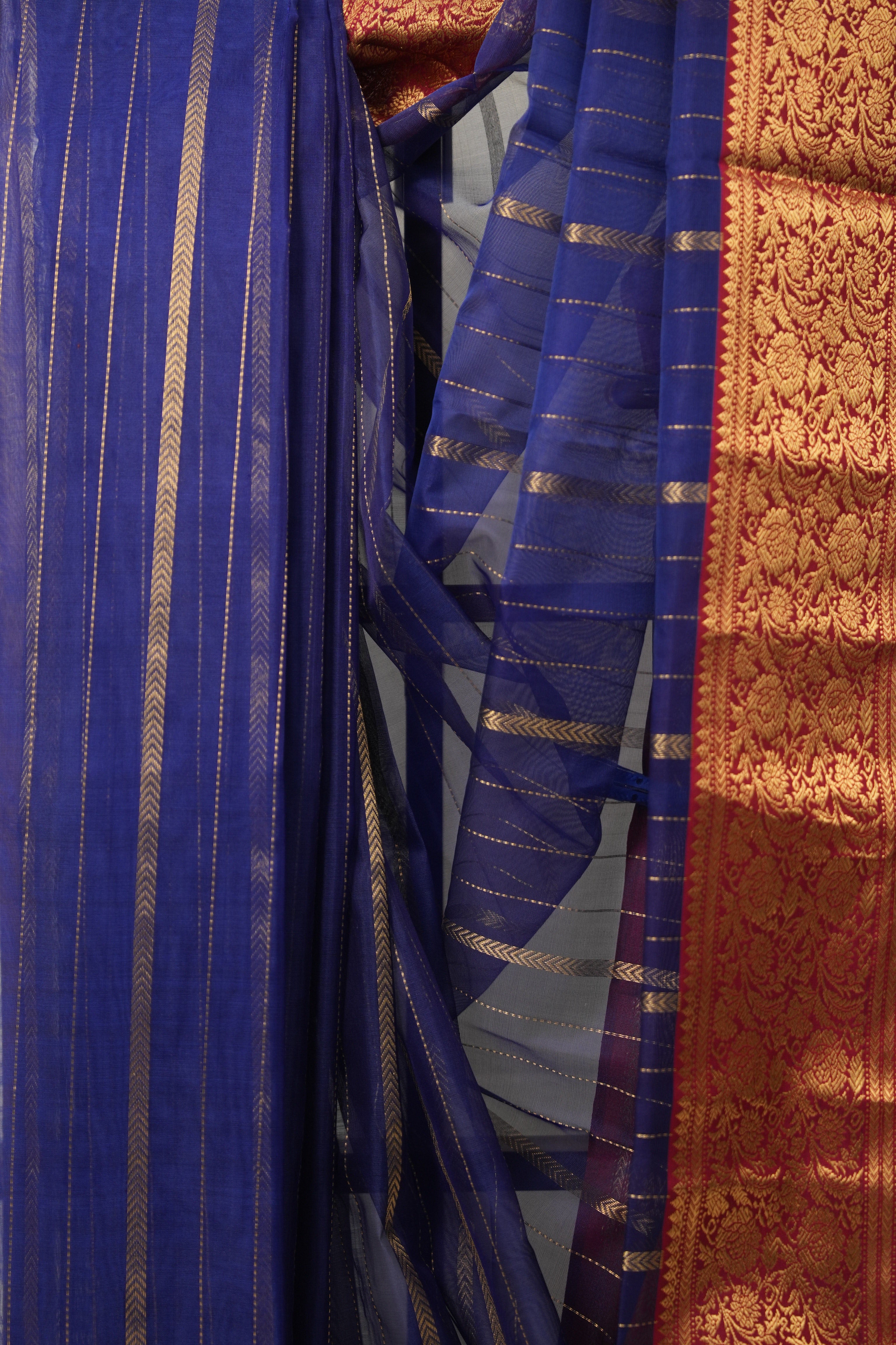 Deep Blue  Hanborder Pattu Chanderi Silk Saree - SRDBHPCSS475