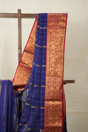 Deep Blue  Hanborder Pattu Chanderi Silk Saree - SRDBHPCSS475