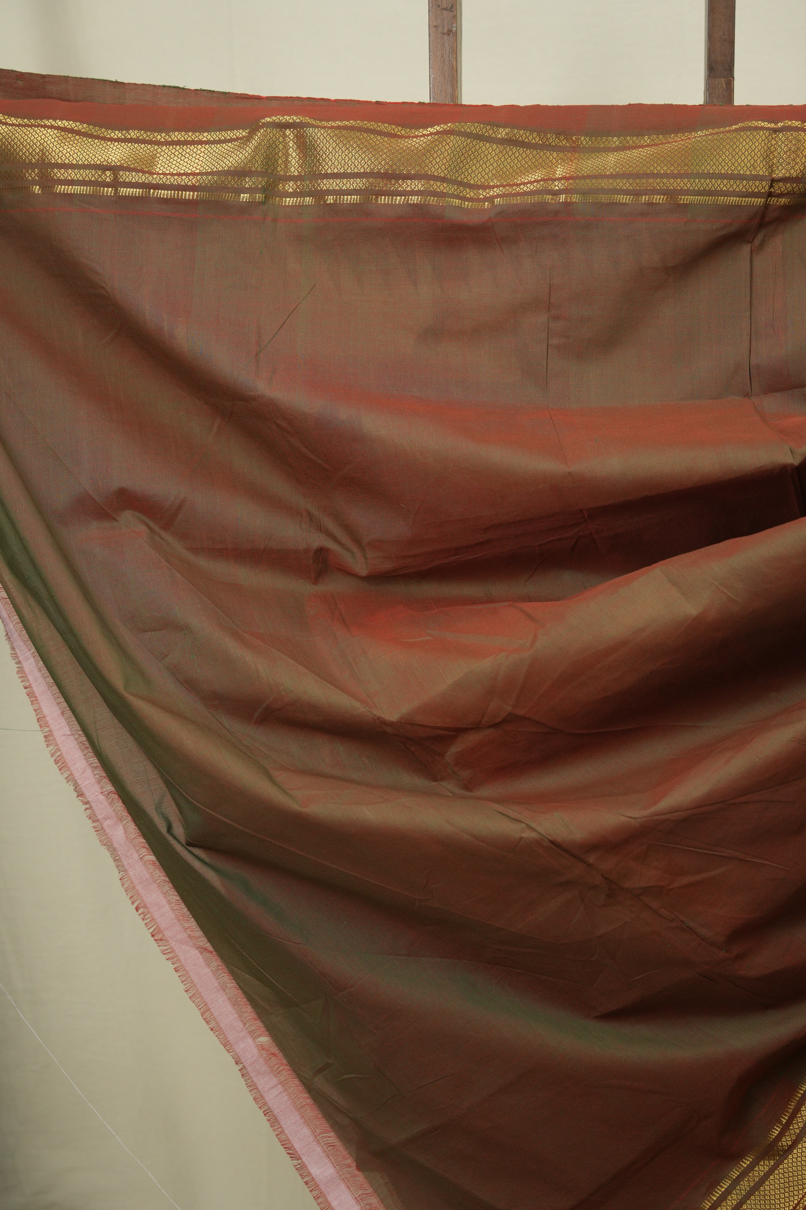 Two Tone Green Cotton Paithani Saree - SRTTGCPS825