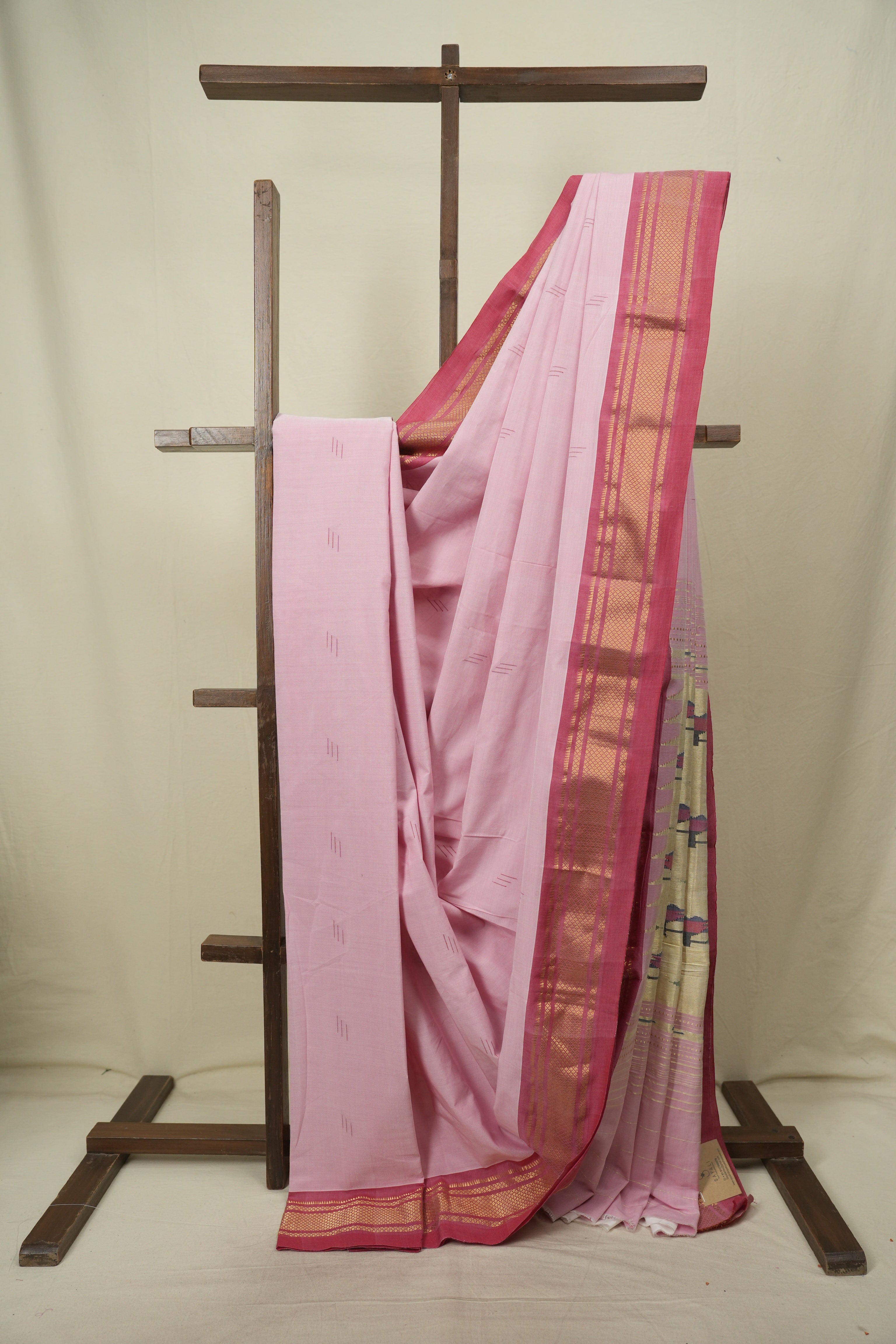 Baby Pink Cotton Paithani Saree - SRBPCPS824