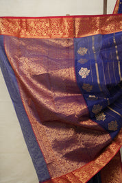 Deep Blue  Hanborder Pattu Chanderi Silk Saree - SRDBHPCSS475