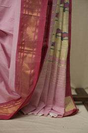 Baby Pink Cotton Paithani Saree - SRBPCPS824