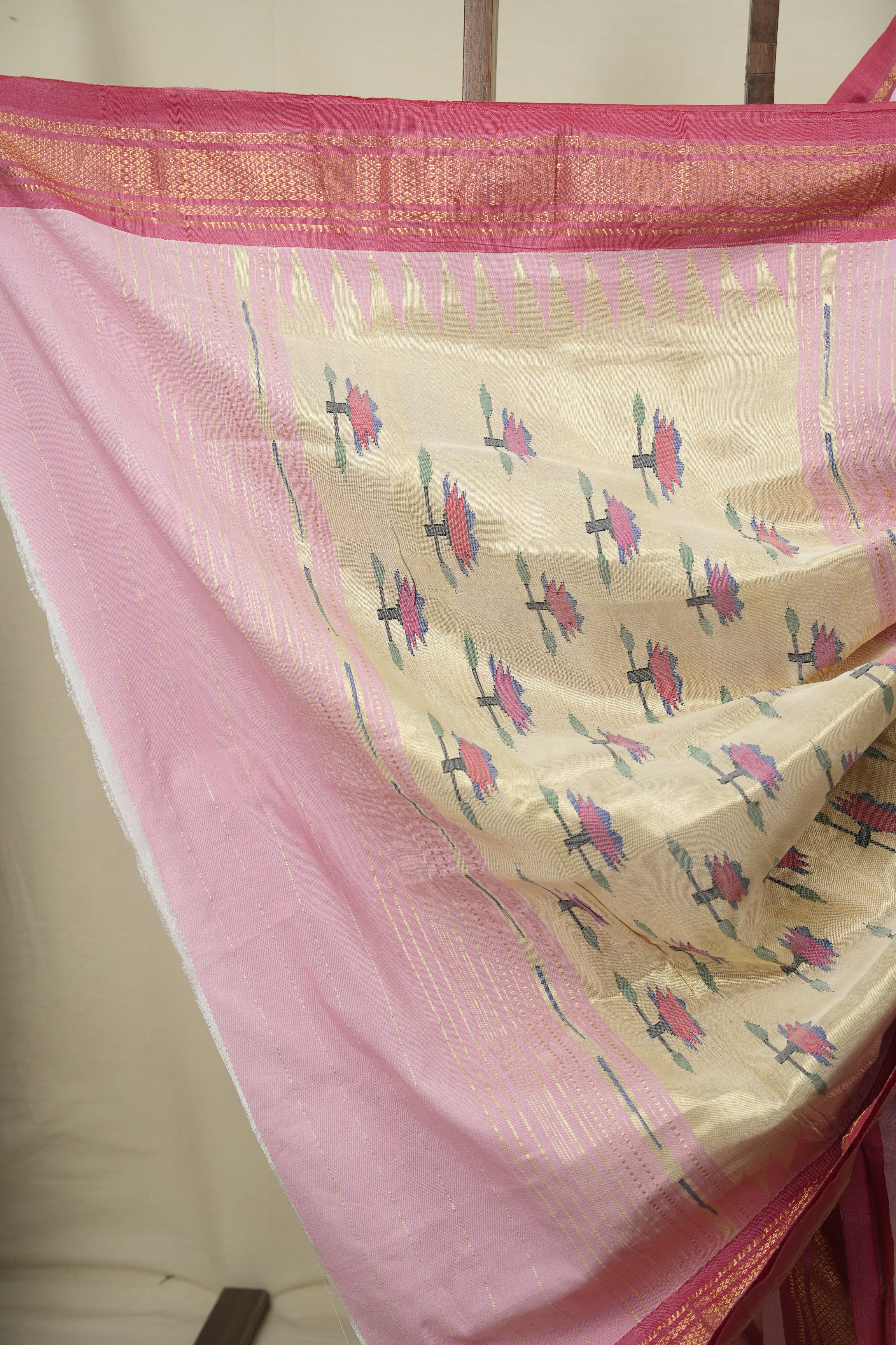 Baby Pink Cotton Paithani Saree - SRBPCPS824