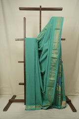 Sea Green Cotton Paithani Saree - SRSGCPS823