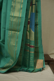 Sea Green Cotton Paithani Saree - SRSGCPS823