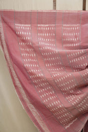 Grey White Pochampalli Cotton Ikat Saree - SRGWPCIS551