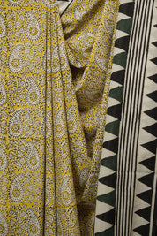 Lemon Yellow HBP Cotton Saree - SRLYCS3392