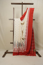 White Pochampalli Cotton Ikat Saree - SRWPCIS549